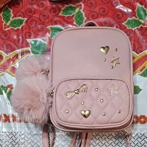 Under One Sky Pink Backpack with Heart and Star Details